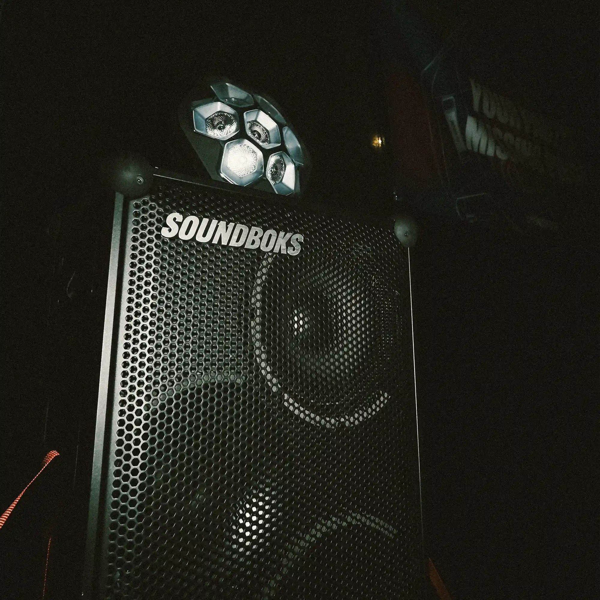 The Lightboks on top of a black Soundboks 4